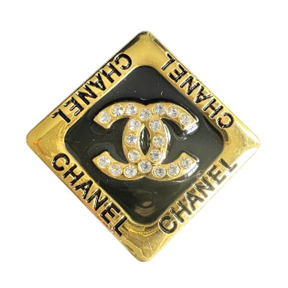 Chanel Gold and Black Square Badge Crystal CC Brooch Fall/Winter 2023 (CCXX015) - Picture 1 of 5